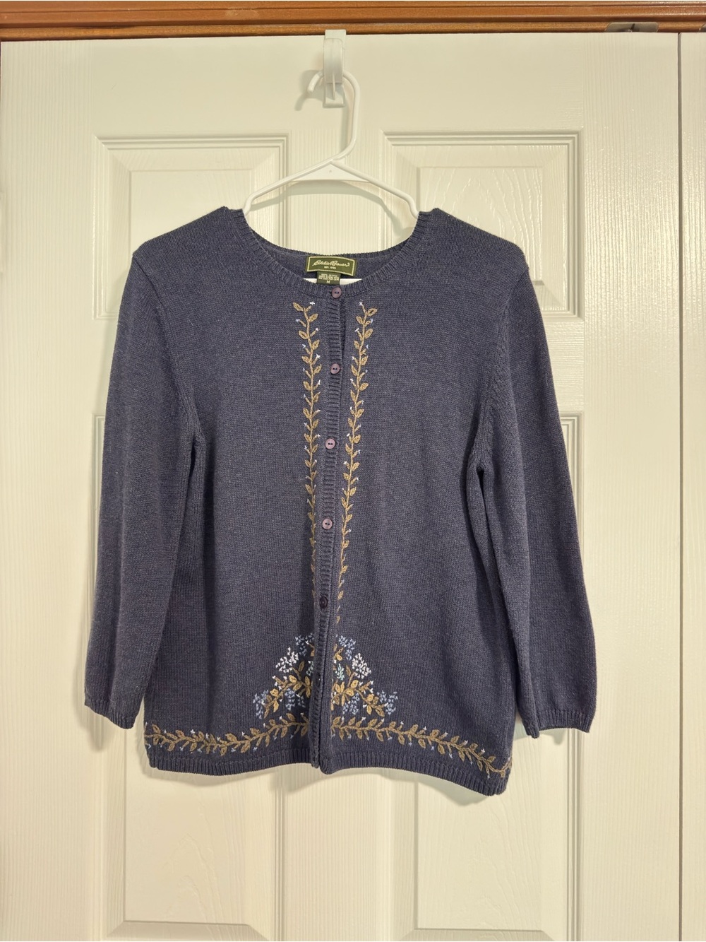 Vintage Eddie Bauer Navy Embroidered Cardigan Button-Up